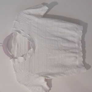 Chic White Kids' Scalloped Sweater